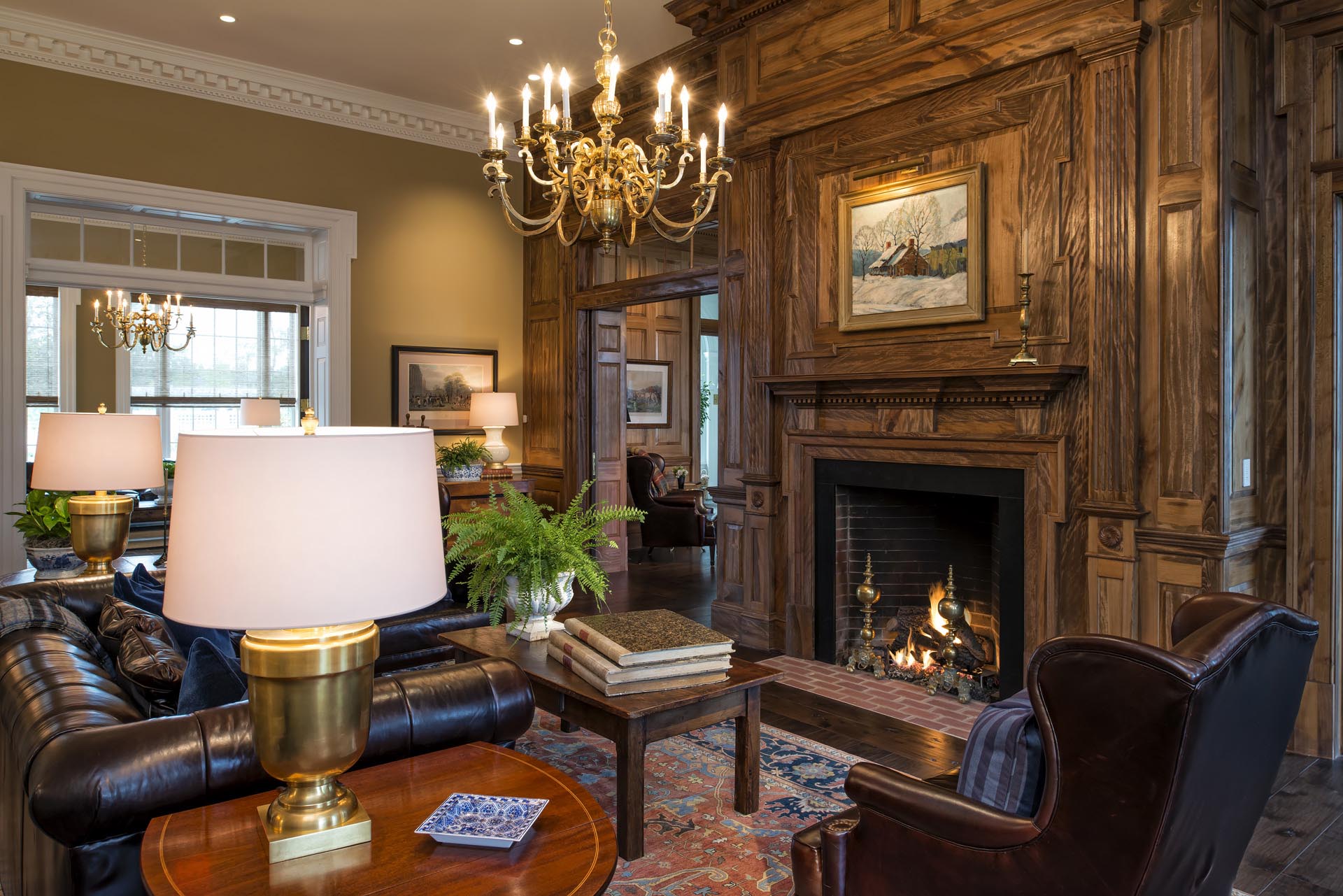 Panelled interior with built-up mantel and pilasters