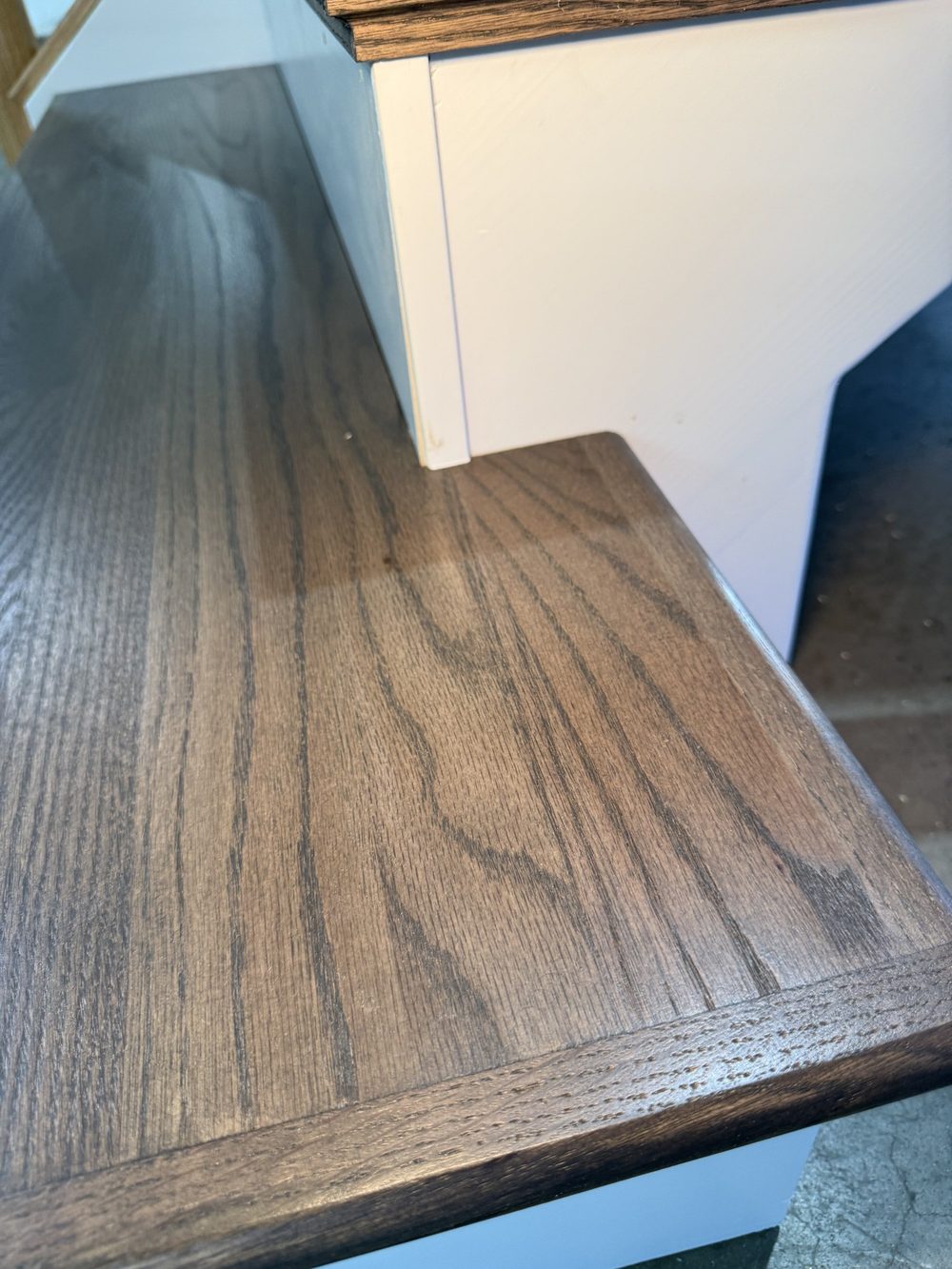 Stained hardwood tread detail